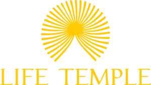 Life Temple’s gold logo with a starburst symbol above the name