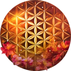 A Flower Of Life Mystic Sacred Illustration With Flowing Flowers In Pinks, Oranges, And Golds That Symbolizes Life Temple’s Principles