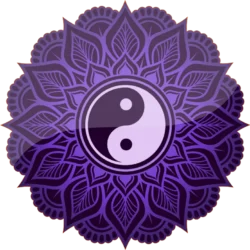 A Purple And Black Mandala With A Yin Yang Symbol In The Middle That Symbolizes The Life Temple Events