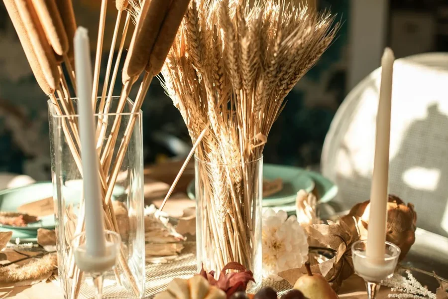 A Thanksgiving table with food and decorations representing gratitude