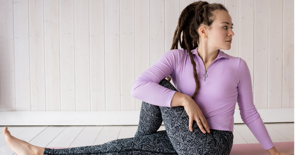 Peach Pink and White Modern Yoga Day Facebook Post (600 x 314 px)